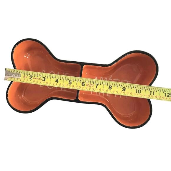 RAE DUNN CERAMIC BONE SHAPED BONE APPÉTIT PET BOWL NEW! - Picture 4 of 6